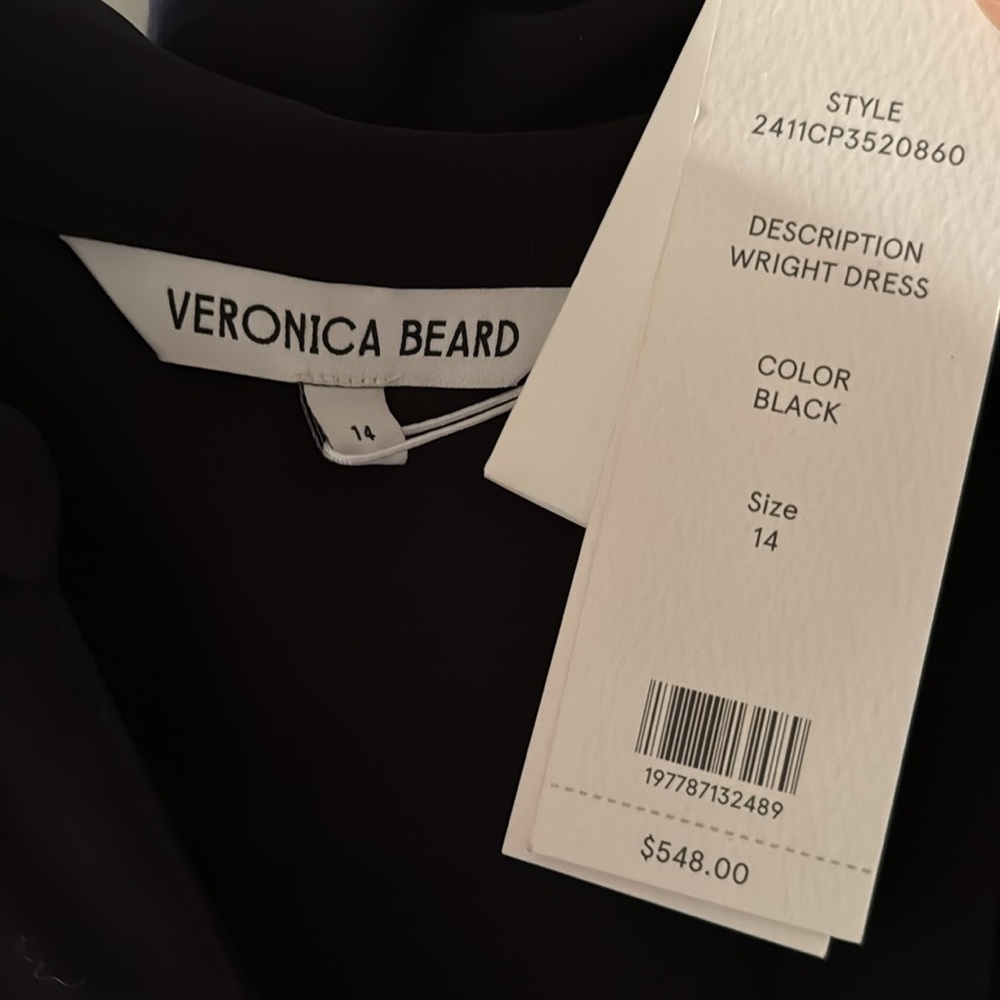 NWT Veronica Beard Black Asymmetric Button Midi-Dress Size 14 - Picture 6 of 7